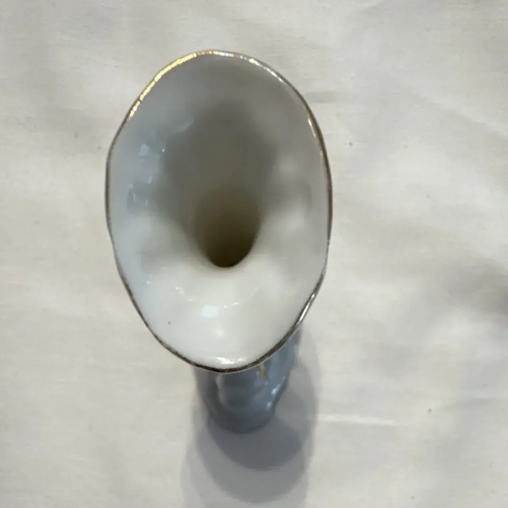 Miniature Cornucopia Floral Hand Painted horn shaped with 22k Gold 1 3/4” x 2”